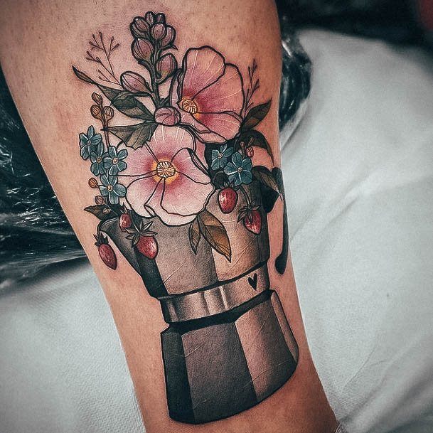 Beautiful Coffee Pot Tattoo Design Ideas For Women