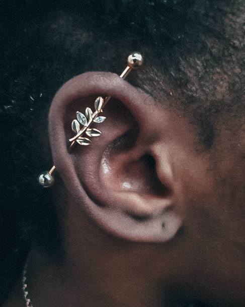 Beautiful Cool Leaf Industrial Bar Ear Piercing For Women