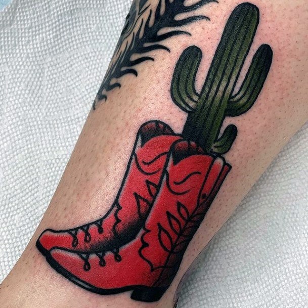 Beautiful Cowboy Boot Tattoo Design Ideas For Women