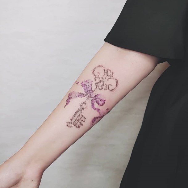 Beautiful Cross Stitch Tattoo Design Ideas For Women