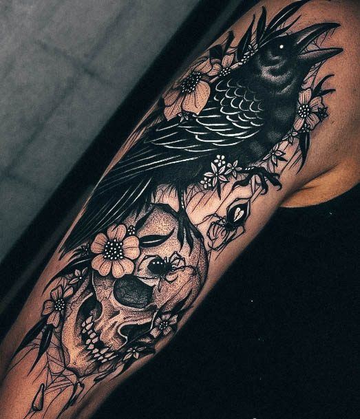 Beautiful Crow Tattoo Design Ideas For Women