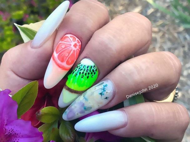 Beautiful Cute Long Almond Citrus Cute Gel Nail Ideas For Girls