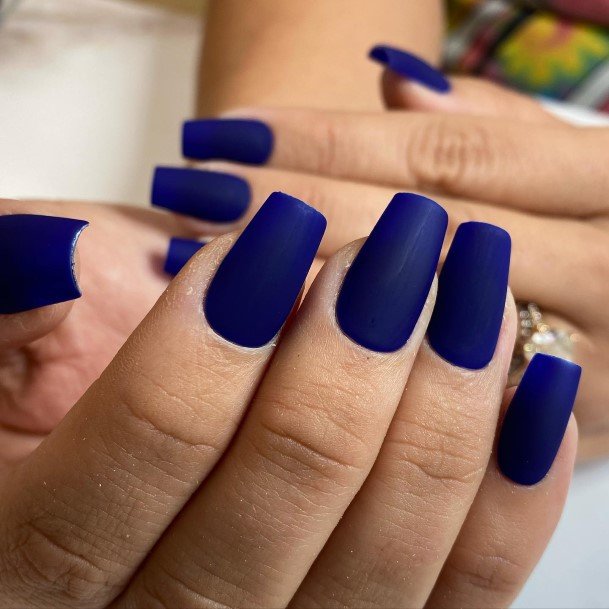 Beautiful Dark Blue Matte Nail Design Ideas For Women