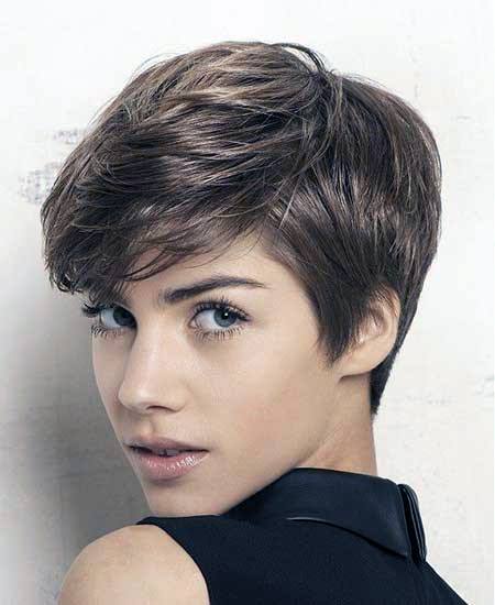 Beautiful Dark Brown And Blonde Highlighted Layered Pixie Womens Hairstyle