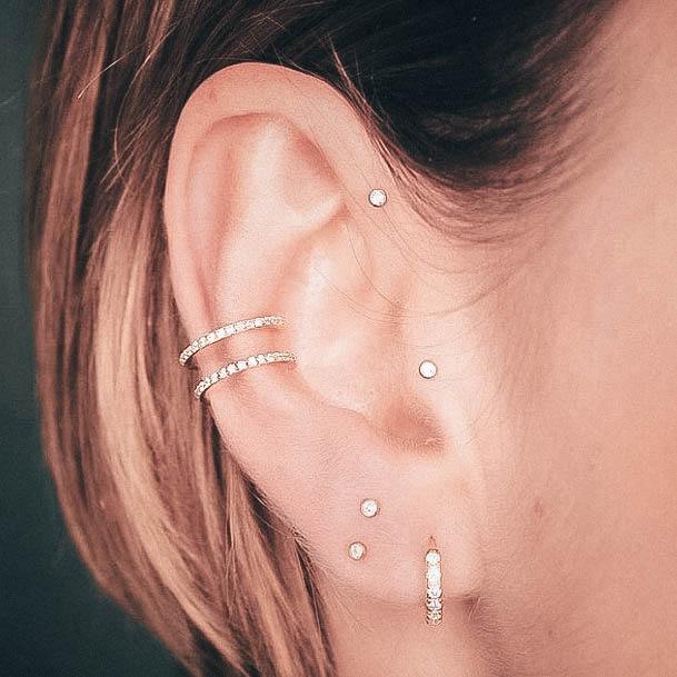 Beautiful =diamond Incrested Hoop White Constellation Er Piercing