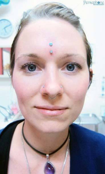 Beautiful Double Bridge Face Piercing Ideas For Women