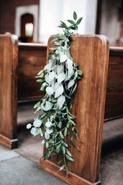 Beautiful Eucalyptus Wedding Aisle Pew Decoration Ideas