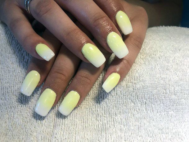 Beautiful Faded Yellow And White Nail Inspiration For Ladies