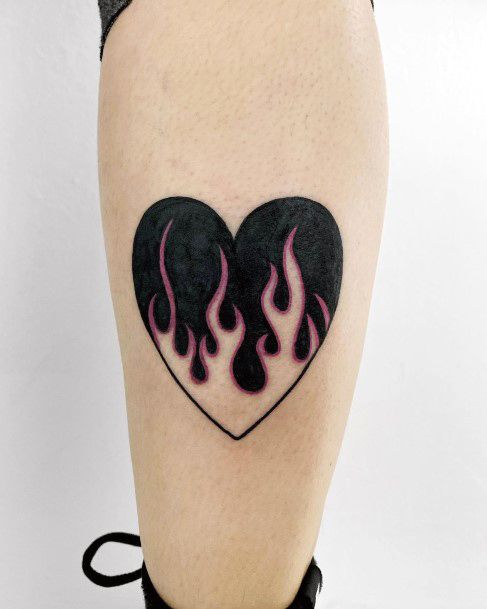 Beautiful Flaming Heart Tattoo Design Ideas For Women