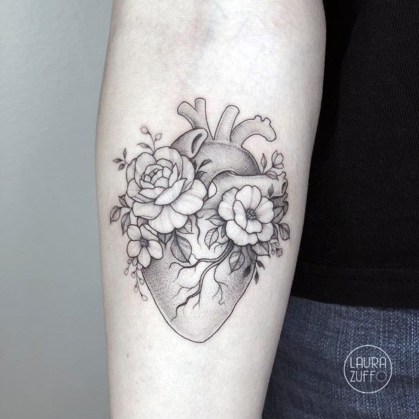 Beautiful Flower Heart Tattoo Design Ideas For Women