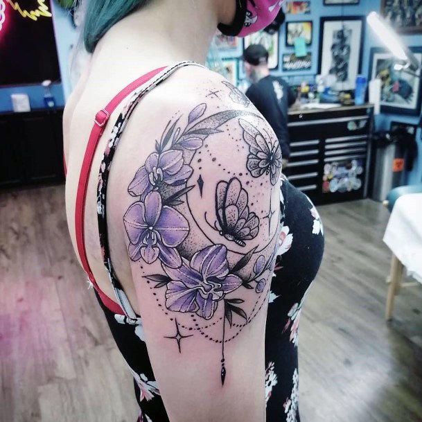 Beautiful Flower Moon Tattoo Design Ideas For Women