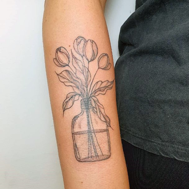 Beautiful Flower Vase Tattoo Design Ideas For Women