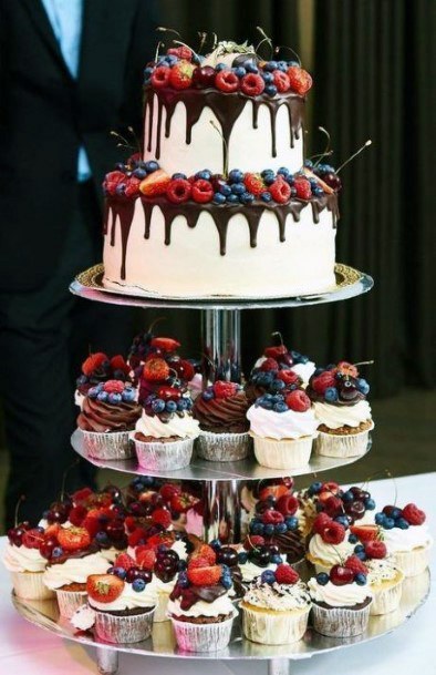 Beautiful Fruit Berry Cupcake Wedding Cake Ideas