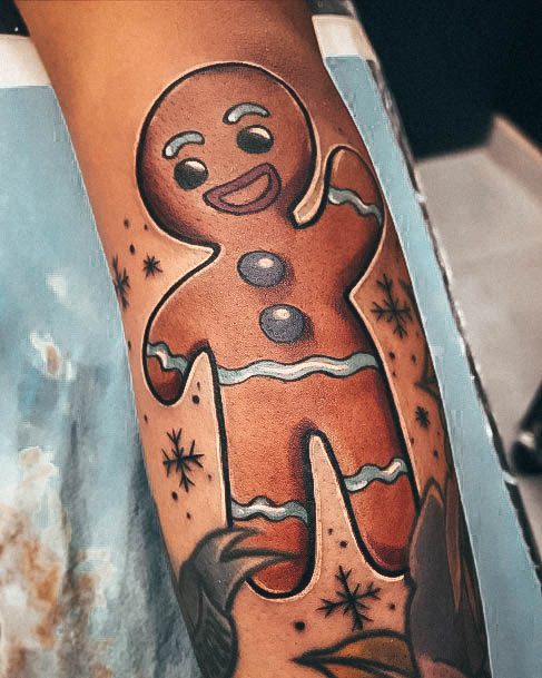 Beautiful Gingerbread Man Tattoo Design Ideas For Women Forearm