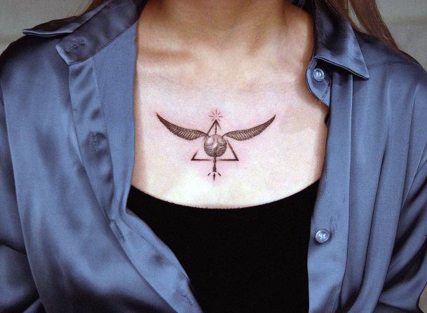 Beautiful Golden Snitch Tattoo Design Ideas For Women