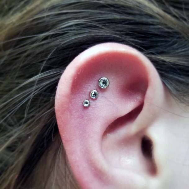 Beautiful Green Emerald Triple Flat Cool Piercings Ideas For Women