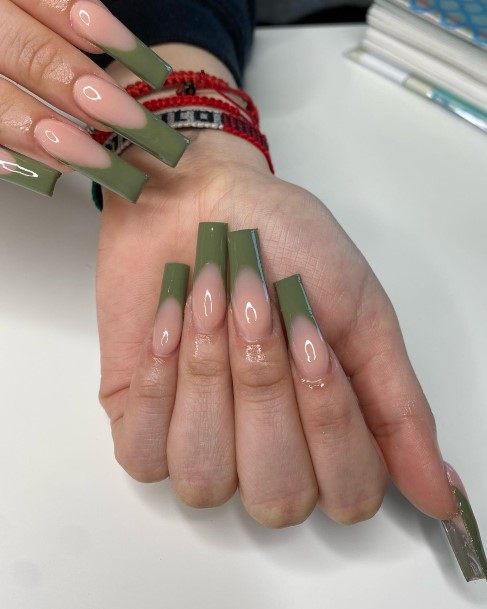 Beautiful Green French Tip Nail Design Ideas For Women