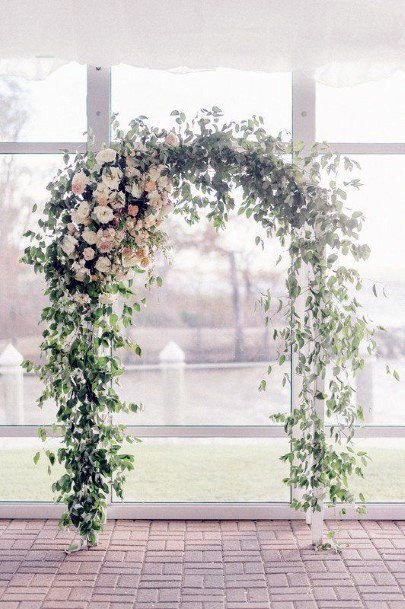 Beautiful Greenery Lush White Floral Arbor Wedding Ides