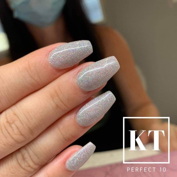 Beautiful Grey With Glitter Nail Design Ideas For Women