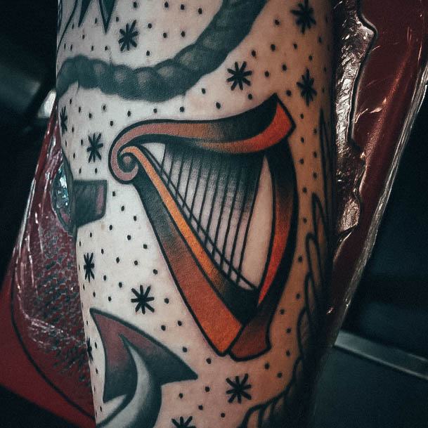 Beautiful Harp Tattoo Design Ideas For Women