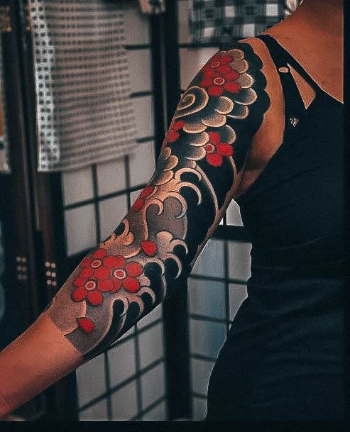 Beautiful Japanese Tattoo Design Ideas For Women Half Sleeve