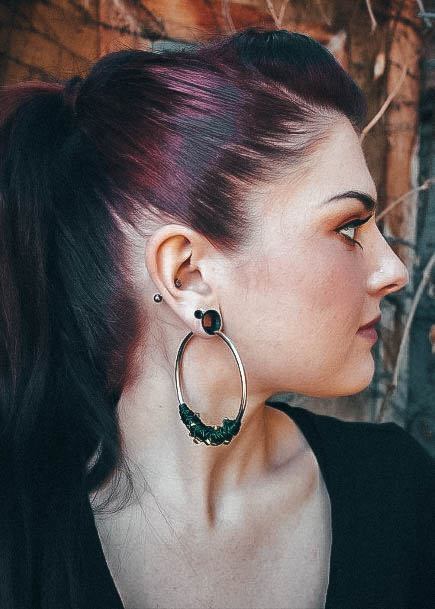 Beautiful Large Hoop Mini Green Hoop Cool Ear Piercing For Women