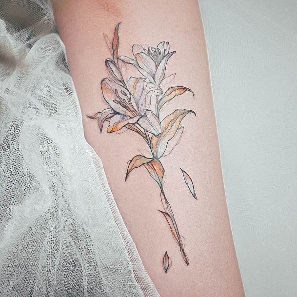 Beautiful Lily Tattoo Design Ideas For Women Forearm