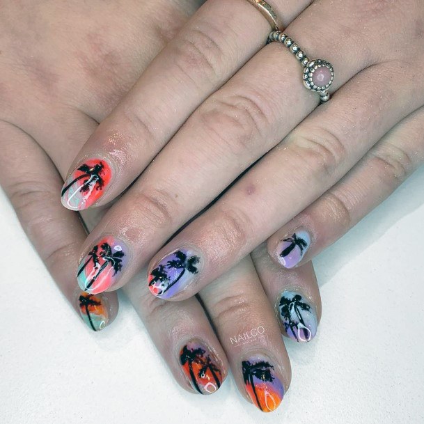 Top 60 Best Palm Tree Nail Ideas For Women - Breezy Beach Designs