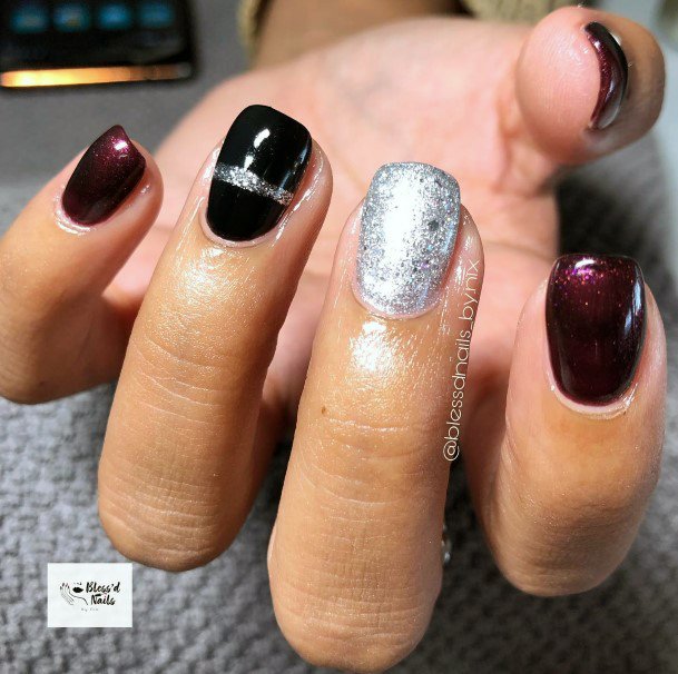 Beautiful Maroon And Black Nail Design Ideas For Women