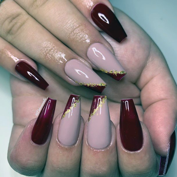 Beautiful Maroon And Pink Nail Design Ideas For Women