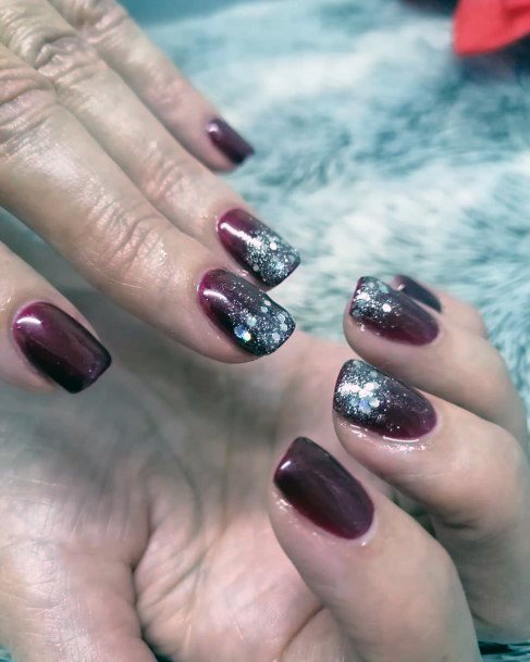 Beautiful Maroon And Silver Nail Design Ideas For Women