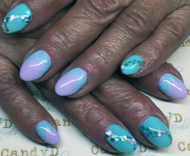 Beautiful Mermaid Blue And Purple Nails Cute Gem Design Deas For Girls