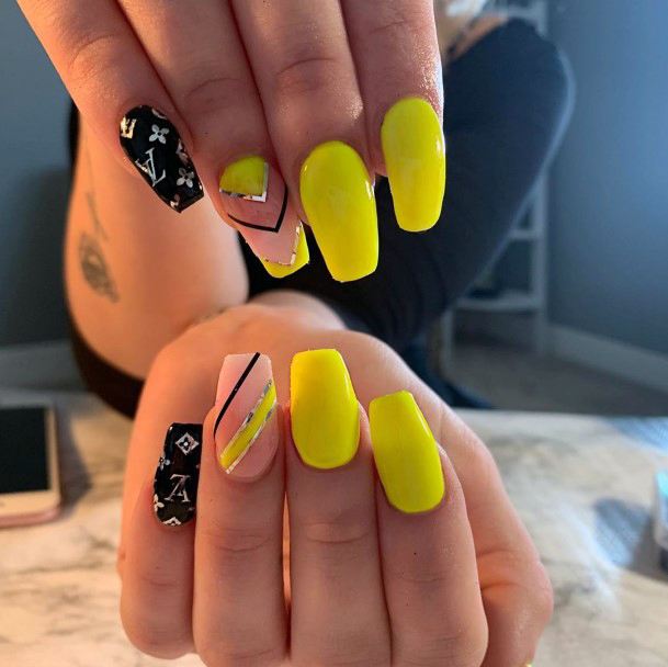 Beautiful Neon Yellow Nail Art Women