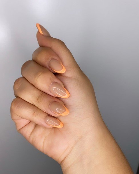 Beautiful Orange French Tip Nail Design Ideas For Women