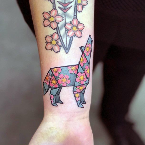 Beautiful Origami Tattoo Design Ideas For Women Howling Wolf