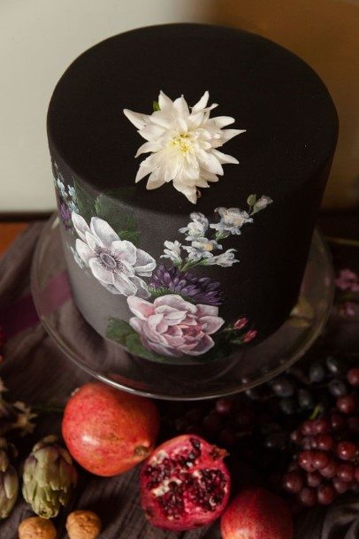 Beautiful Painted Black Wedding Cake