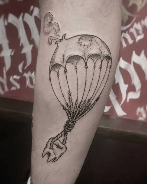 Beautiful Parachute Skydiving Tattoo Design Ideas For Women