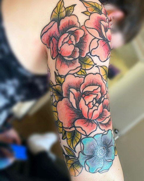 Beautiful Peony Tattoo Design Ideas For Women Half Sleeve