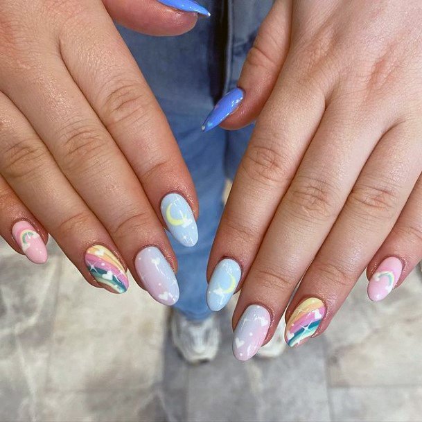 Beautiful Pink And Blue Nail Design Ideas For Women