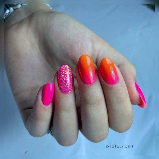 Beautiful Pink Ombre With Glitter Nail Design Ideas For Women