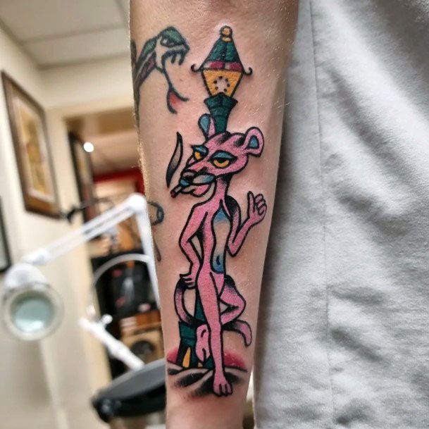 Beautiful Pink Panther Tattoo Design Ideas For Women