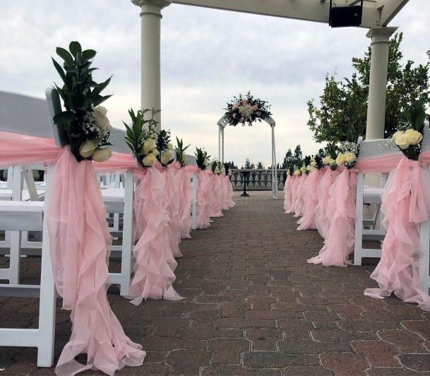 Beautiful Pink Sheer Pew Aisle Decor Elegant Wedding