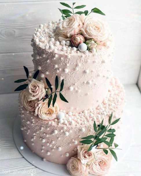 Beautiful Pink Tiered Cake With Blush Roses Wedding Cake Ideas