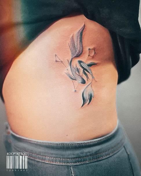 Beautiful Pisces Tattoo Design Ideas For Women Rib Cage Side Of Body