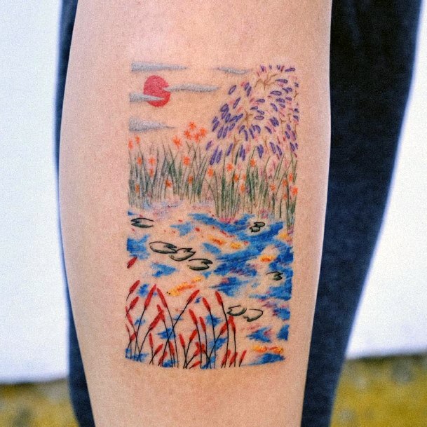 Beautiful Pond Tattoo Design Ideas For Women