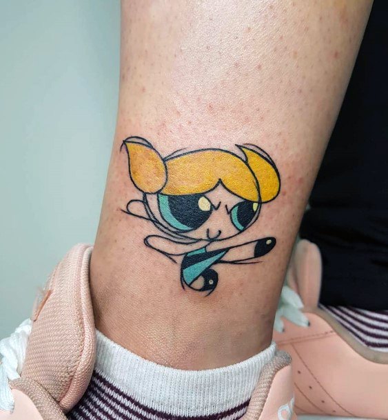 Beautiful Powerpuff Girls Bubbles Tattoo Design Ideas For Women