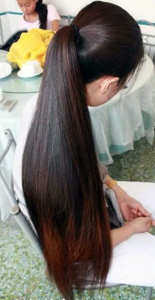 Beautiful Princess Length Brown Highlighted Shiny Ponytail Womens Hairstyle Idea