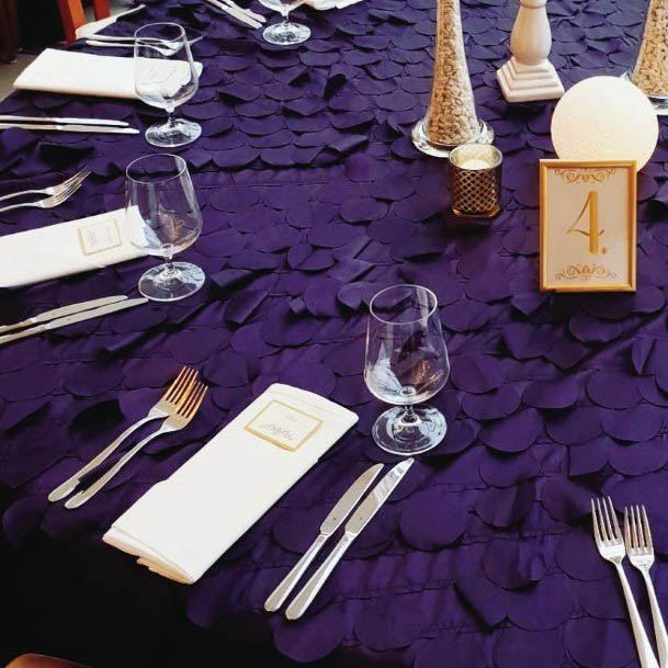 Beautiful Purple Leaves Table Cover Wedding Decor Ideas