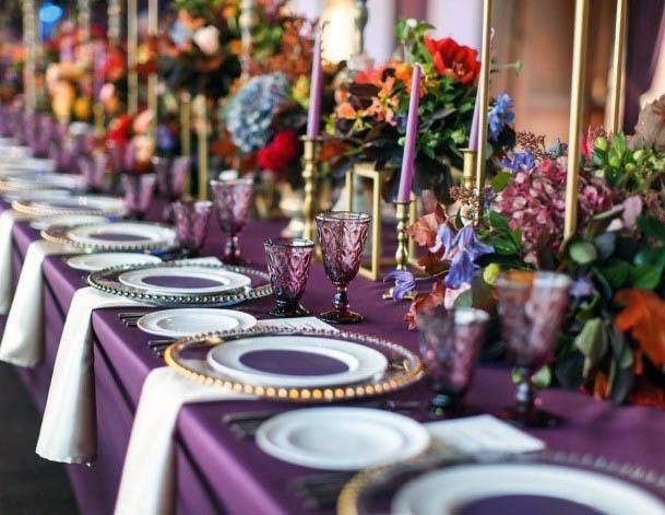 Beautiful Purple Table Cloth Stunning Floral Decor Inspiration For Wedding Ideas