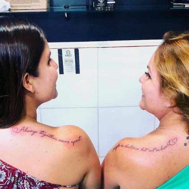 Beautiful Quote Tattoo Mother Daughter Shoulders